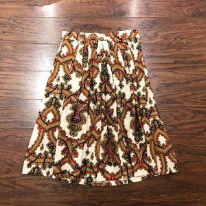 Vintage St Michael Pleated Midi Skirt, Chain Paisley Ribbon Pattern